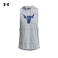 安德玛(Under Armour)Rock强森牛头男子背心春夏连帽运动无袖T恤1376939-035
