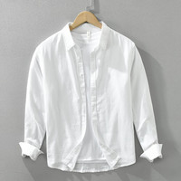 真维斯（Jeanswest）亚麻衬衫男士短袖男款2025五分袖棉麻衬衣服寸男装休闲夏季潮 豆绿 长 M 【体重90-120斤】