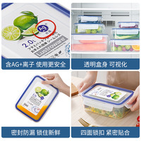 LustroWare日本保鲜盒食品级冰箱便携外出密封收纳盒 银离子抗菌保鲜盒（日本制）4.8L- 2只装(A-2178（B）)
