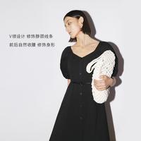 MM麦檬夏季棉质v领法式连衣裙女