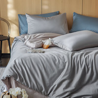 诺雪丝曼轻奢风纯色100s长绒棉床上四件套纯棉 全棉床单被套床笠四季床品 岩石灰-银灰 1.5/1.8m床单款(被套200*230cm)