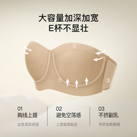 ubras妥妥杯加固防滑无肩带内衣美背大胸显小抹胸聚拢隐形文胸罩