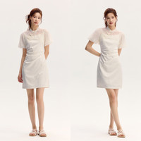 森马 Semir连衣裙女吊带裙小立领泡泡袖罩衫夏新中式两件套107424114060