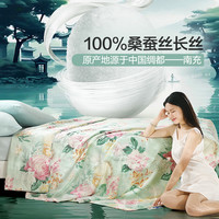 富安娜天丝蚕丝夏被可水洗机洗凉感蚕丝被夏凉被夏季薄被子空调被 浅绿色