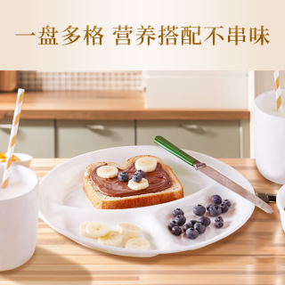 CORELLE康宁餐具 美国 耐热玻璃 三格减脂餐盘 早餐盘儿童分格盘 21cm分格盘-紫色幸运草