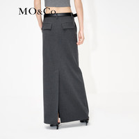 MO&Co.简约高腰后开叉长款半身裙长裙白色灰色设计感裙子摩安珂 深花灰色-第1批 XL 175