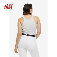 H&M女装吊带夏季圆领修身时尚潮流休闲罗纹无袖小背心上衣0882925 混浅灰色 170/116 XL