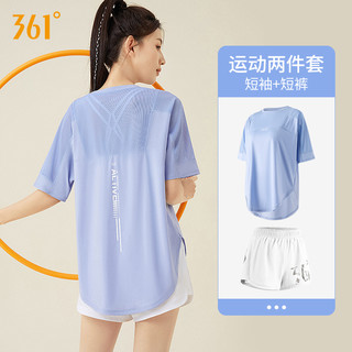 361瑜伽服女短袖运动t恤夏季跑步服宽松大码运动套装 M