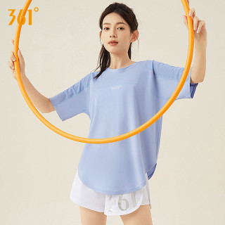 361瑜伽服女短袖运动t恤夏季跑步服宽松大码运动套装 M