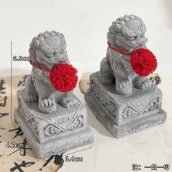 JF 石狮子小摆件 灰色 镇宅配花球
