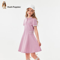 暇步士（Hush Puppies）童装儿童女大童夏季舒适时尚质感休闲甜美连衣裙 浅灰紫A 【宽松版】 120