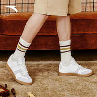 安踏德训鞋丨男女板鞋夏季经典休闲平底百搭增高运动鞋 【男】象牙白/芯片灰/绿松色-2 40