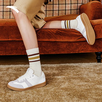 安踏德训鞋丨男女板鞋夏季经典休闲平底百搭增高运动鞋 【男】象牙白/沙粒灰-1 42