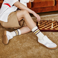 安踏德训鞋丨男女板鞋夏季经典休闲平底百搭增高运动鞋 【男】象牙白/沙粒灰-1 44