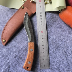 溥畔 蒙式大马士革纹复刻小刀家用水果刀便携式剔骨小刀牛排割肉刀锋利 马士革纹刀