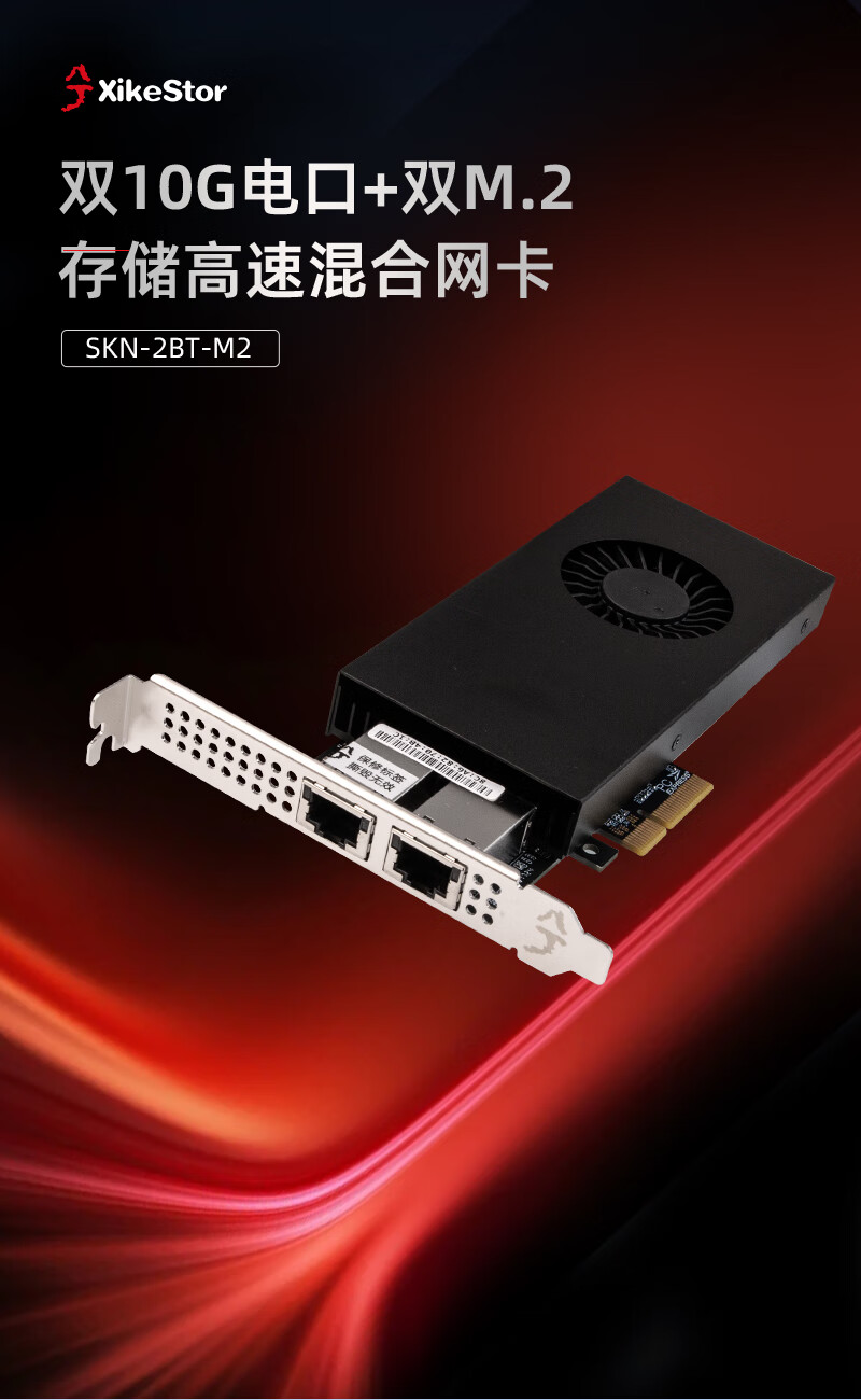 XikeStor/兮克双10G电口万兆网卡双M.2硬盘混合卡PCIE转双万兆电口M.2转