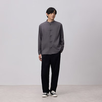 無印良品 MUJI(無印良品 )男式 易干平纹盘扣衬衫 男士长袖衬衣 新中式 25年春季 ACA27C5S