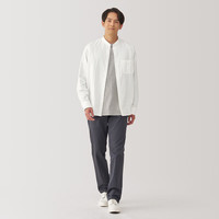 無印良品 MUJI(無印良品 )男式 木棉混双层纱织立领长袖衬衫 男士衬衣外套25年春季