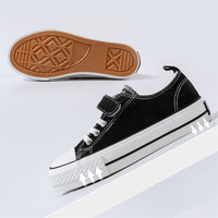 贝贝怡童鞋儿童帆布鞋女童男童板鞋防滑布鞋小童鞋新 黑色 内长19.5cm