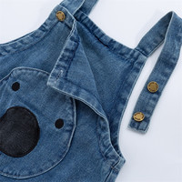 贝贝怡男童背带裤儿童秋装裤子宝宝牛仔裤女童简约长裤潮 蓝色