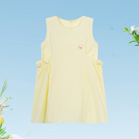 贝贝怡童装女童连衣裙夏季简约宽松女宝宝2024夏装度假公主裙 黄色