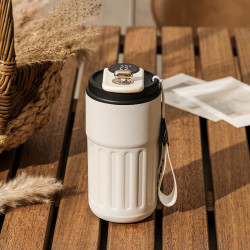 冠门 GuanMen 316不锈钢咖啡杯 450ml 白黑智能