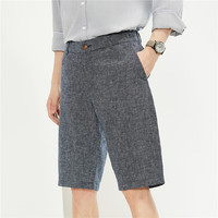 佐丹奴休闲短裤男梭织棉麻半松紧腰轻薄透气休闲五分裤男01103340 10灰色 L