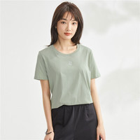 佐丹奴短袖t恤女夏纯棉猫咪刺绣元气减龄圆领上衣女05323394 16皎白 L