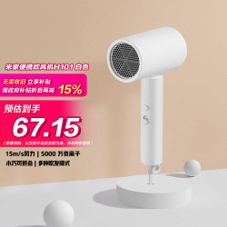 小米 Xiaomi MI）米家电吹风 H101 白色 家用负离子护发可折叠 大风力速干吹风机