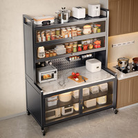 可芝(KERZY)岩板厨房置物架餐边储物落地多层微波炉多功能收纳橱柜操作喂养台 白色六层80x40x208cm 送四大配件