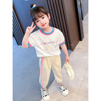 G. DUCKKIDS女童套装夏季洋气运动2025款女宝宝儿童夏装时髦短袖时尚韩范 白色【套装】 80