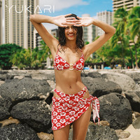 Yukari swim分体泳衣女性感大胸小胸聚拢沙滩温泉度假时尚比基尼 M 红色泳衣TB151