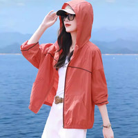 杰丽·莫克 Jerrie Mock 法国JM防晒衣女2024夏季轻薄防晒衫外套短款透气休闲防晒服潮 橘色 XL（120-135斤）