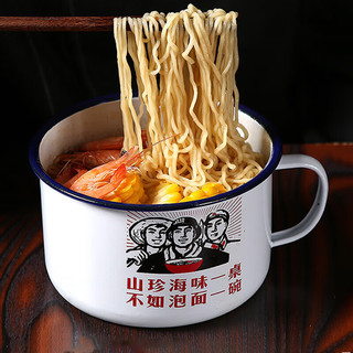 京迭泡面碗优级加厚搪瓷快餐杯复古怀旧大容量带盖饭盒宿舍饭缸 优级加厚【人是铁】带盖 15cm 1300毫升