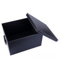 景翔景翔皮质收纳箱大码储物箱创意特大号有盖杂物整理盒 时尚格纹 大中小套装