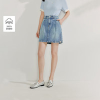 茵曼（INMAN）【商场同款】休闲牛仔短裙2025夏季女装新款纯棉显瘦a字裙子 浅牛仔 S