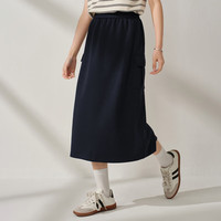 茵曼（INMAN）简约工装风半身裙女2025夏季户外百搭宽松复古中长款A字裙子 深宝蓝 S