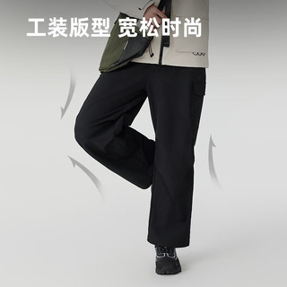 诺诗兰（NORTHLAND）户外女士防风防泼水软壳裤休闲时尚宽松工装裤子女 纯黑色 175/XL