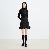 秋水伊人高腰轻熟风包臀半身裙春季女通勤简约气质短裙 黑色 XL