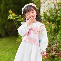 【柔软舒适】春秋季女童小花v领毛衣马甲宝宝上衣童装秋款