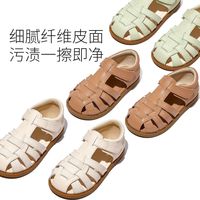 卡特兔夏季镂空透气儿童防滑学步鞋小皮鞋时尚耐磨机能鞋