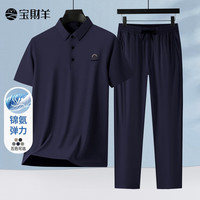  宝财羊 弹力冰丝 男士Polo衫套装