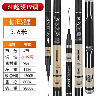 竹将 高碳素超轻超硬 3.6m 6H 手竿