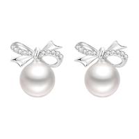 【中国黄金】珍尚银纯银蝴蝶结耳钉女款2024高级感银耳饰