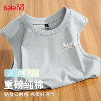 班尼路(Baleno)日系简约风背心男夏季重磅纯棉吸湿排汗舒适透气圆领百搭上衣 【纯棉】-灰#JPB涂鸦字胶带X 4XL