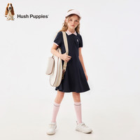 暇步士（Hush Puppies）童装儿童女大童夏季舒适时尚质感休闲甜美连衣裙 藏蓝A 【宽松版】 130