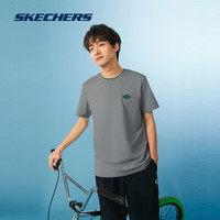 斯凯奇outlets2025男女款短袖T恤圆领舒适棉质材简约时尚印花 S
