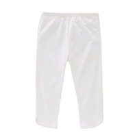 茵曼童装女童七分裤打底裤夏季薄款弹力蕾丝花边休闲裤子 白色 160
