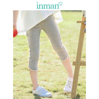 茵曼童装女童七分裤打底裤夏季薄款弹力蕾丝花边休闲裤子 黑色 120