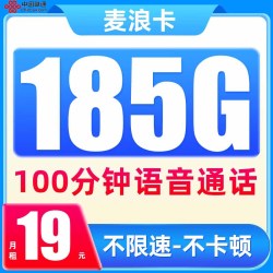 中国联通 麦浪卡 19元/月（185G纯通用+100分钟通话+不限速）激活送20E卡